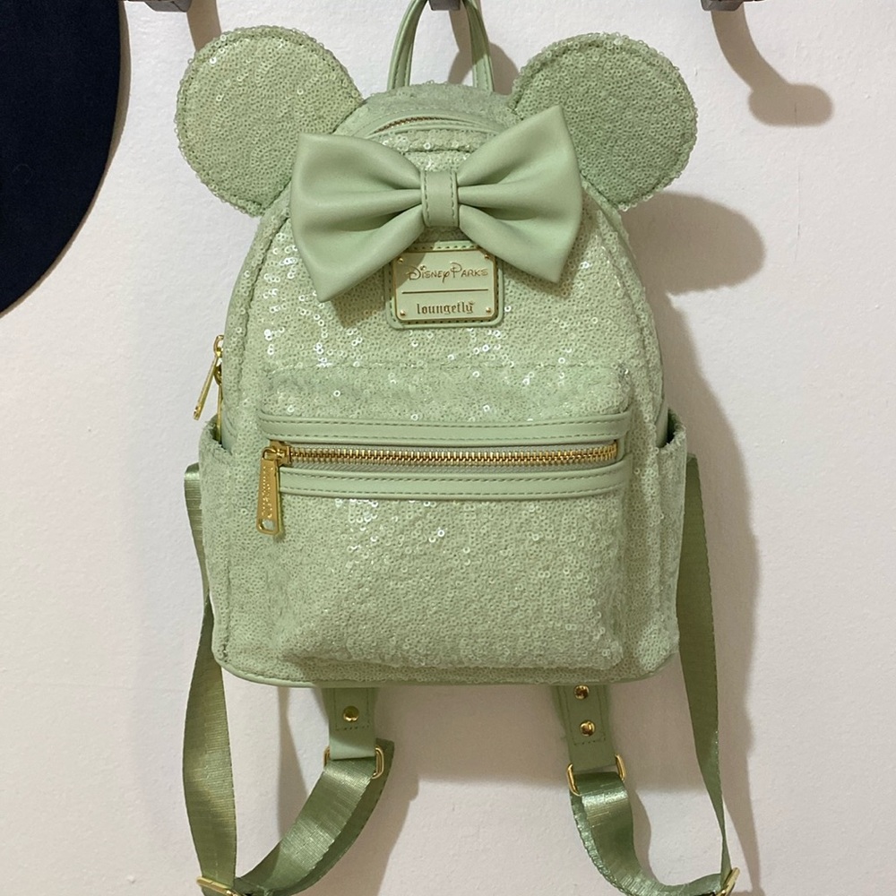 Disney Parks Mint Loungefly sequin Mini Backpack